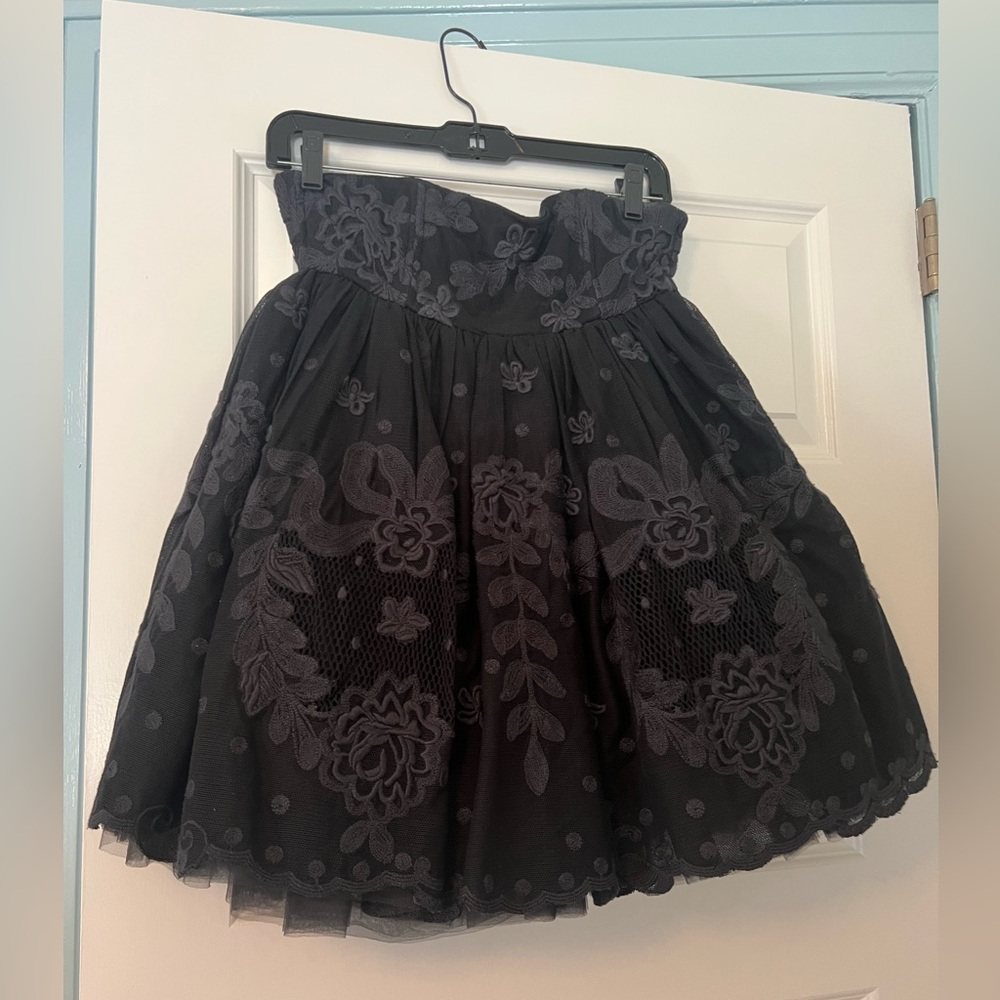 Love Shack Fancy Black Floral Lace Bubble Dress
